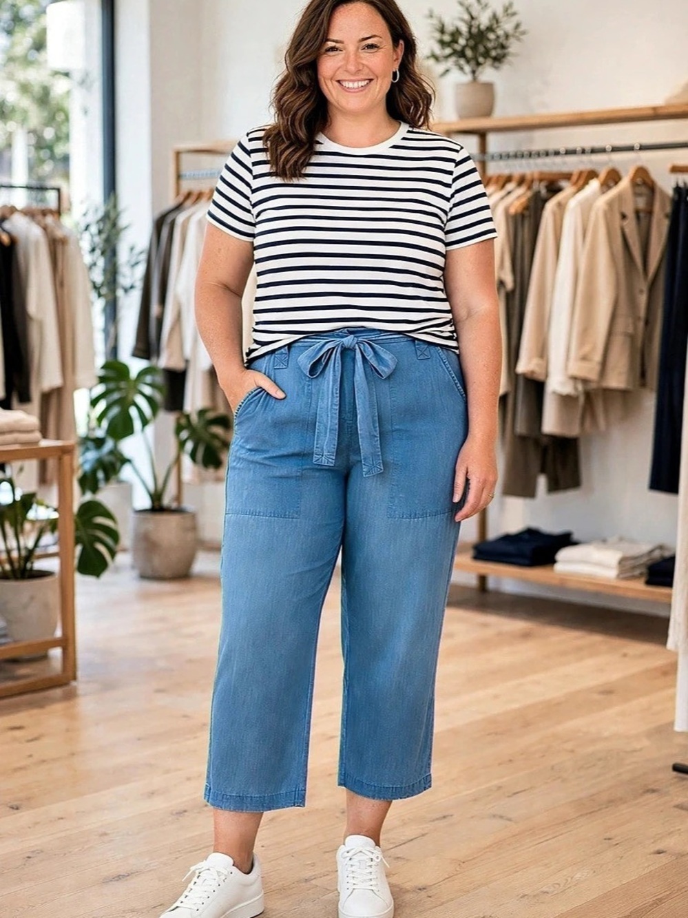 Rag & Bone Lyocell Cropped Pants in Blue Size Large